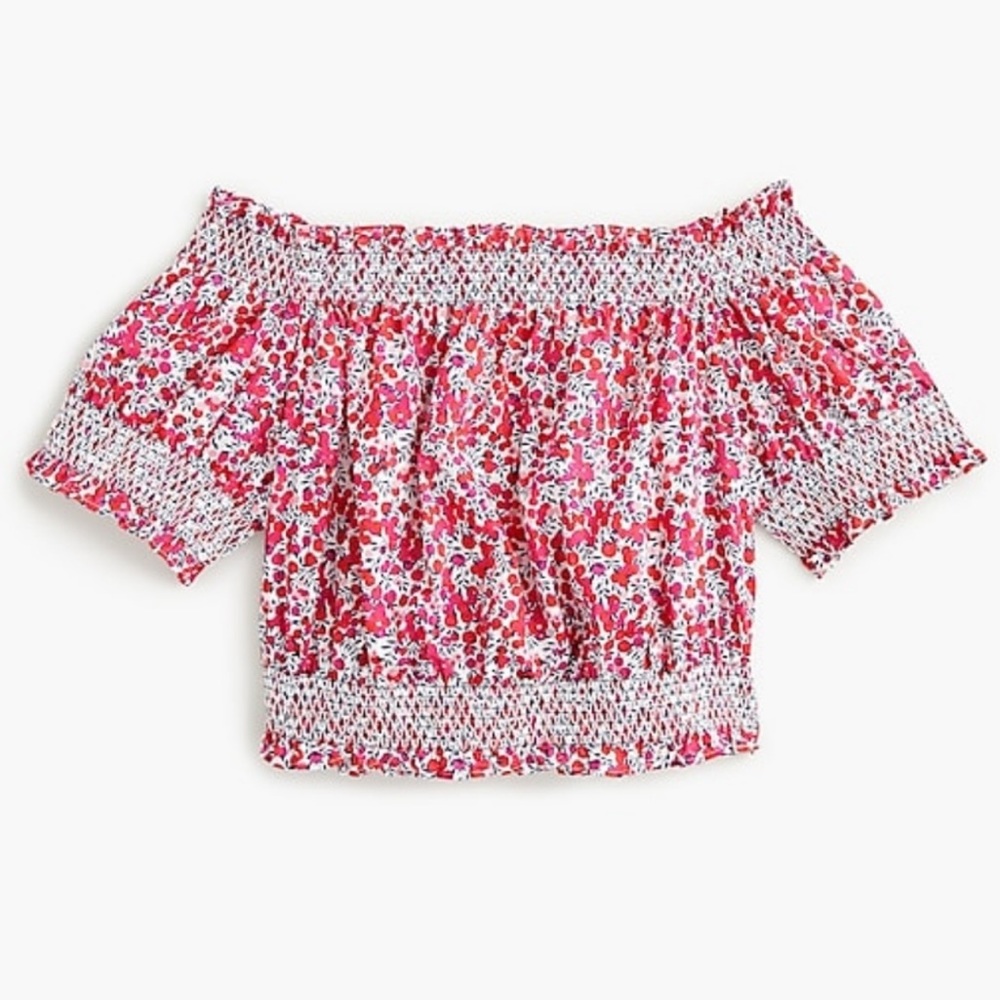 NWT J.Crew x Liberty Cotton Poplin Off The Shoulder Crop Top in Wiltshire Print